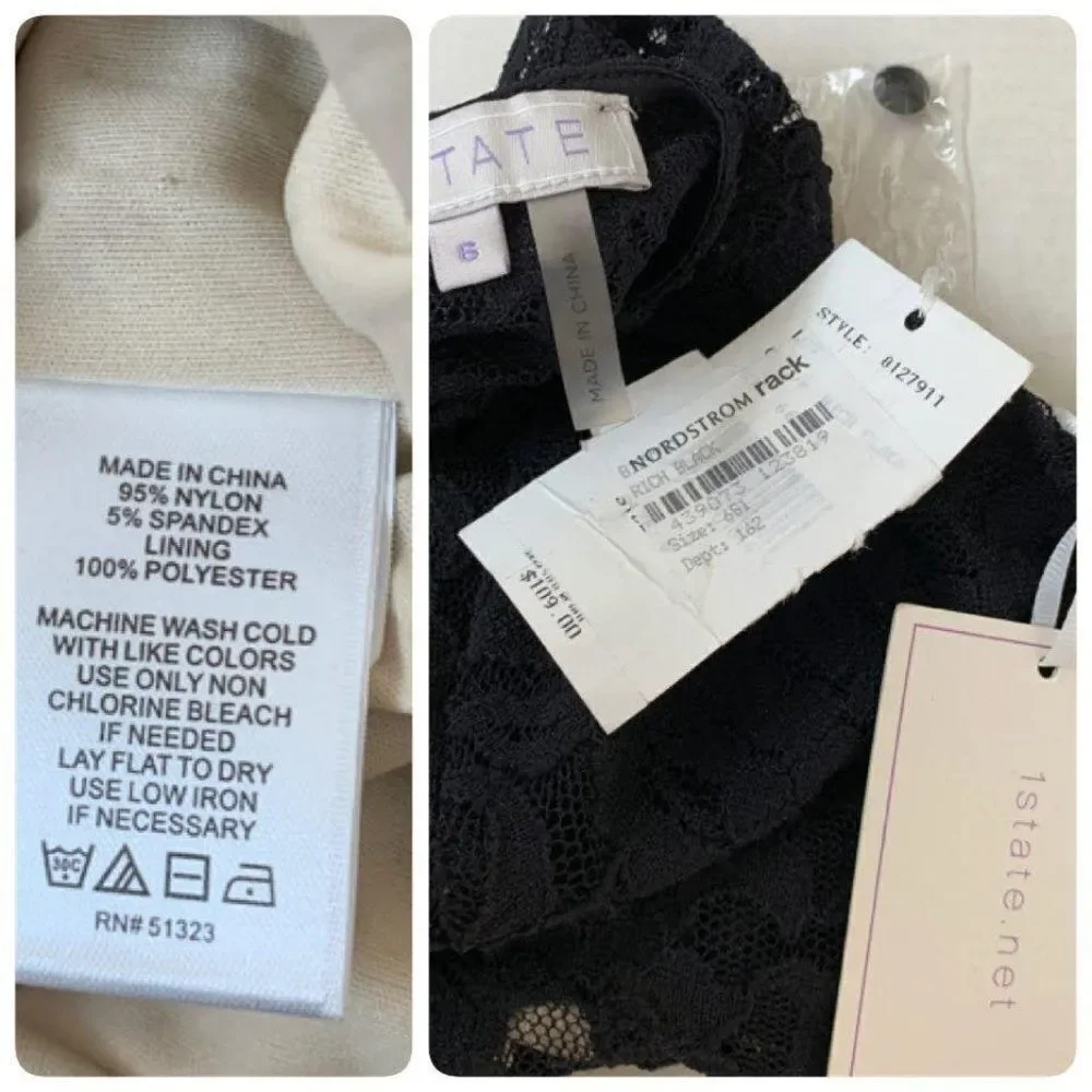 1. State Short Sleeve Lace Romper Black - Picture 7 of 11